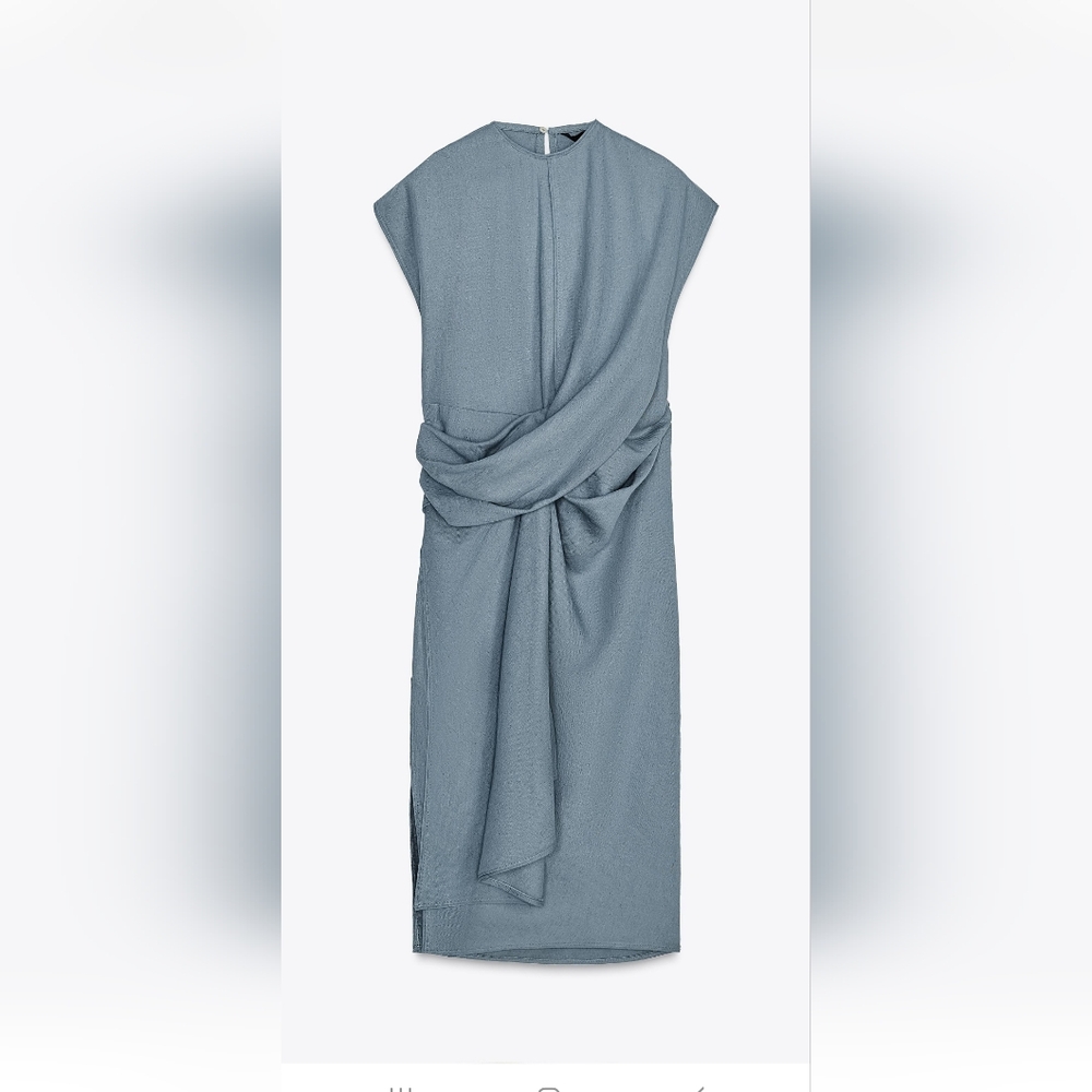 Zara Linen Draped Dress